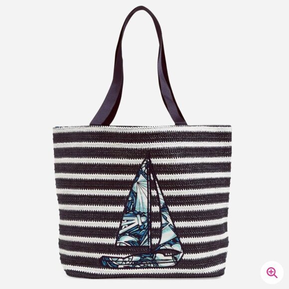 Vera Bradley Handbags - Vera Bradley Straw Tote Bag Shore Enough NWT